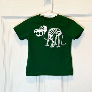Dinosaur Skeleton Graphic Kids Tee - Green